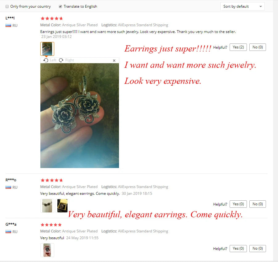 Midnight Rose™ Vintage Black Flower Earrings