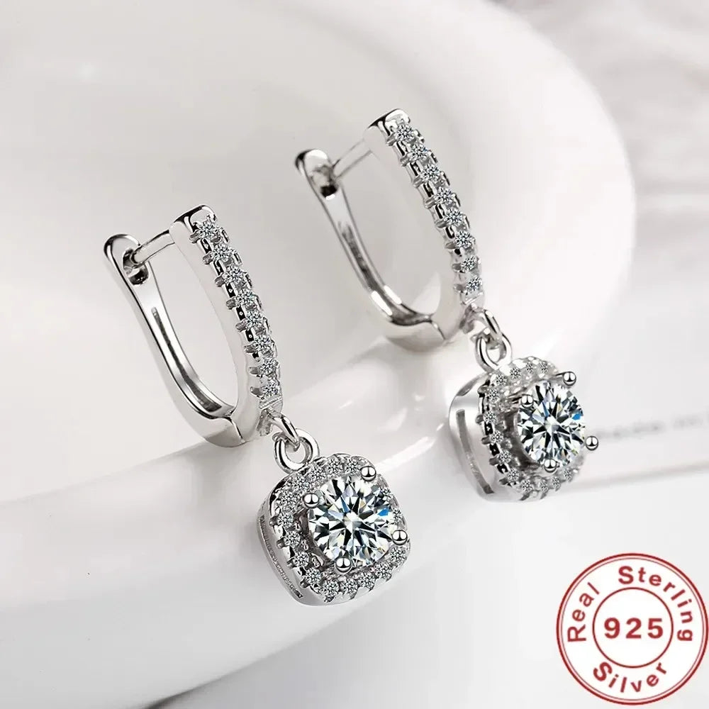 Luna™ 2CT Moissanite Hoop Drop Earrings | 925 Sterling Silver