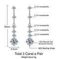 Radiance™ 3 Carat Moissanite Dangle Earrings | 925 Sterling Silver