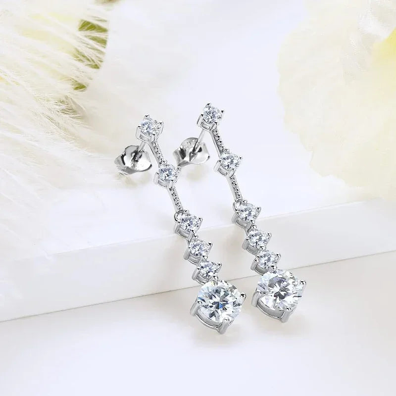 Radiance™ 3 Carat Moissanite Dangle Earrings | 925 Sterling Silver