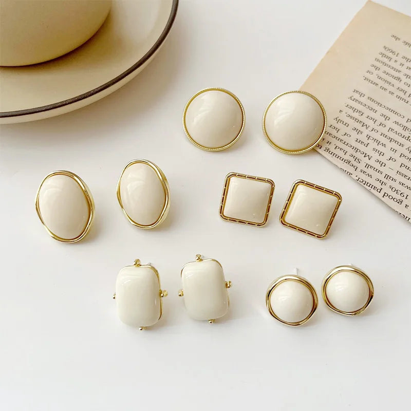 Nova™ White Geometric Stud Earrings