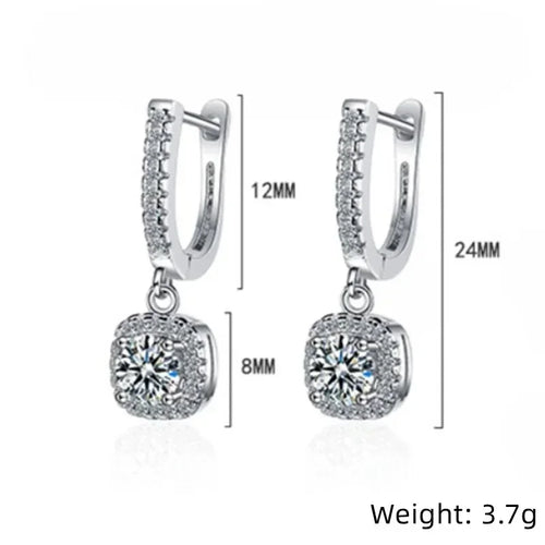 2CT Moissanite Hoop Earring for Women Lab Created Diamond 925 Sterling Silver Dainty Dangle Fine Jewelry Gifts