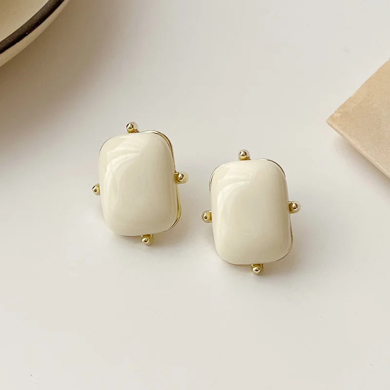 Nova™ White Geometric Stud Earrings