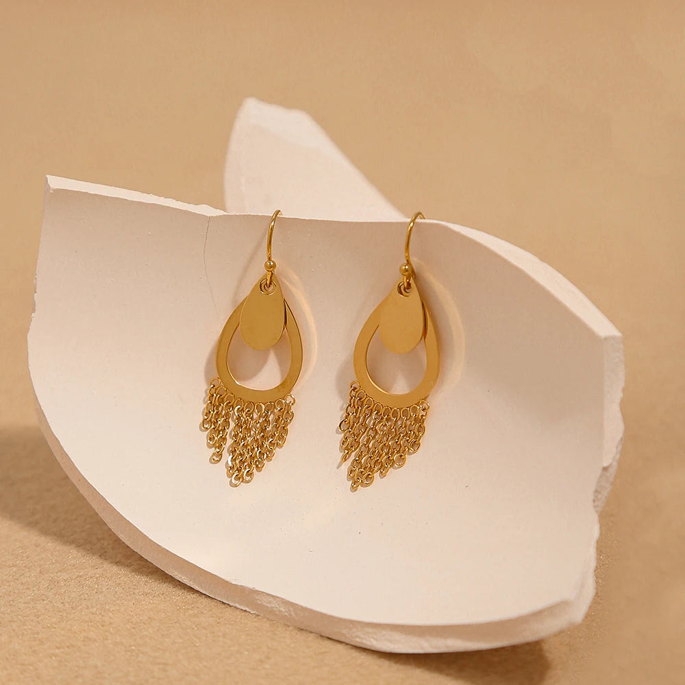Aurora™ Gold Water Drop Tassel Earrings