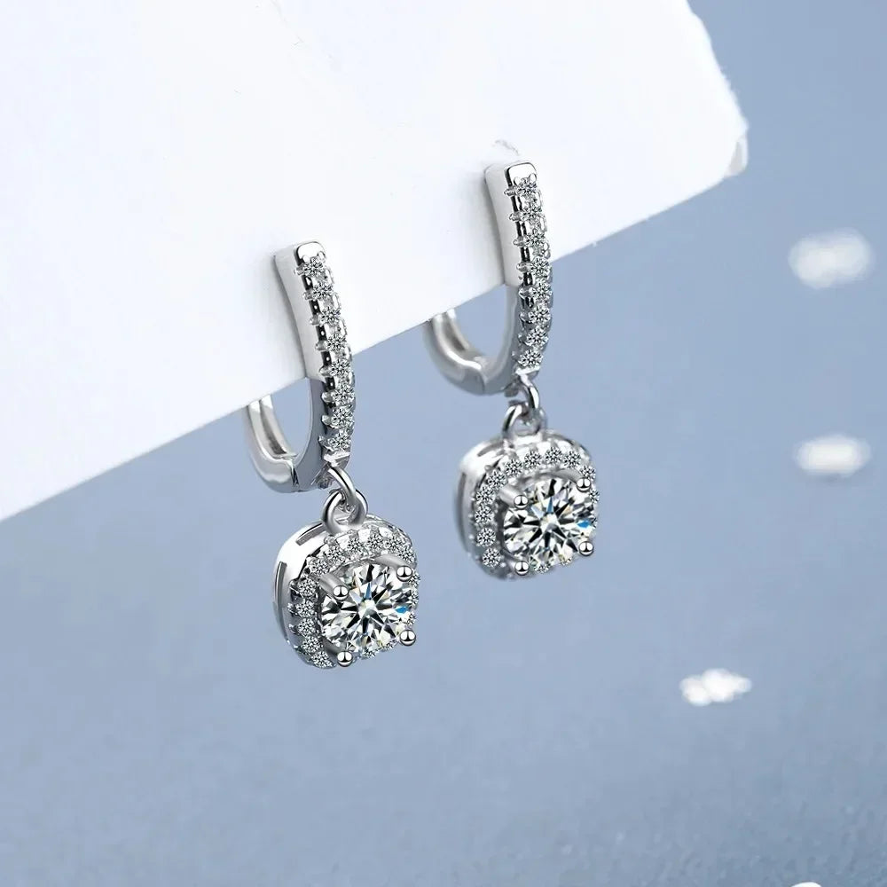 Luna™ 2CT Moissanite Hoop Drop Earrings | 925 Sterling Silver