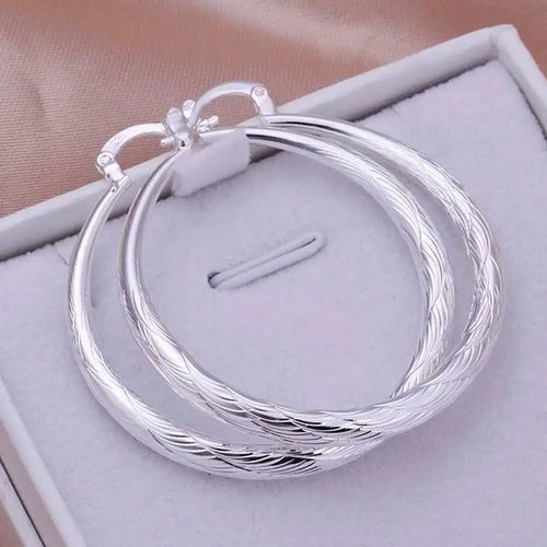 925 Sterling Silver Earrings top quality fashion design round 4CM women lady wedding beautiful charm cute Earring Jewelry