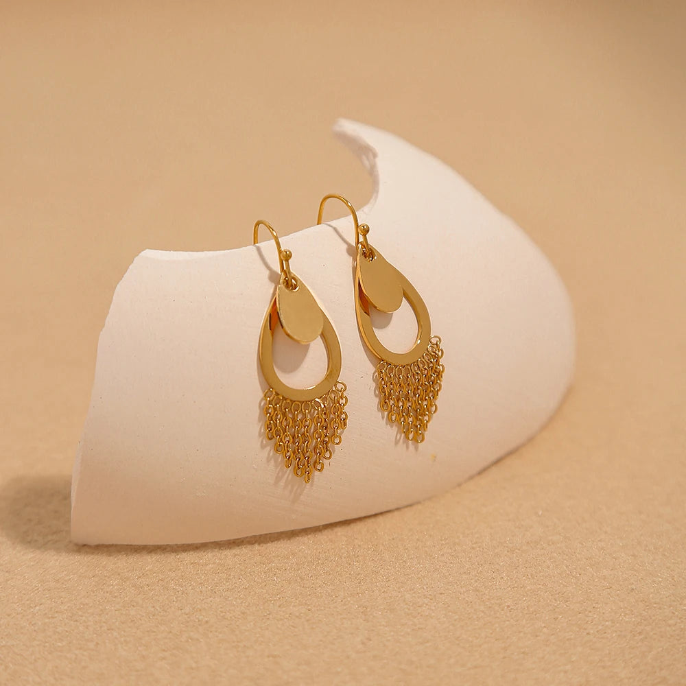 Aurora™ Gold Water Drop Tassel Earrings