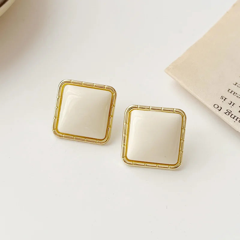 Nova™ White Geometric Stud Earrings