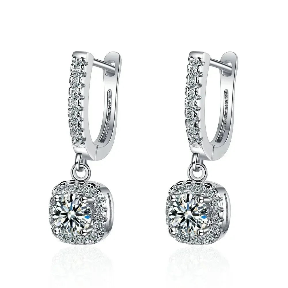 Luna™ 2CT Moissanite Hoop Drop Earrings | 925 Sterling Silver
