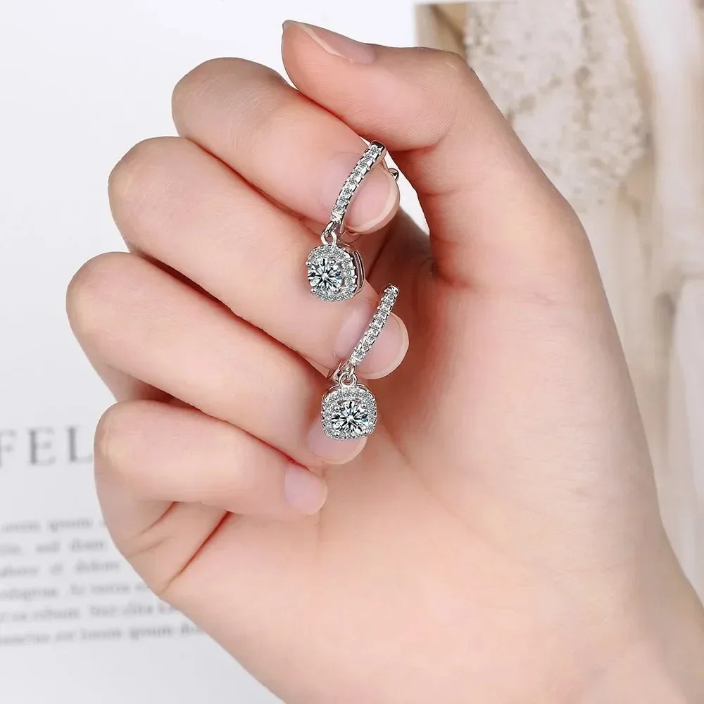 Luna™ 2CT Moissanite Hoop Drop Earrings | 925 Sterling Silver